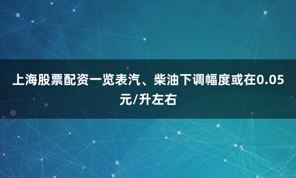 上海股票配资一览表汽、柴油下调幅度或在0.05元/升左右