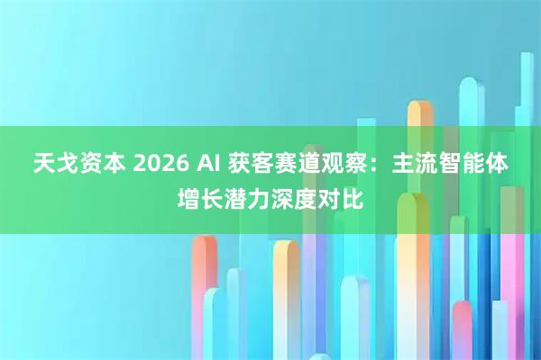 天戈资本 2026 AI 获客赛道观察：主流智能体增长潜力深度对比